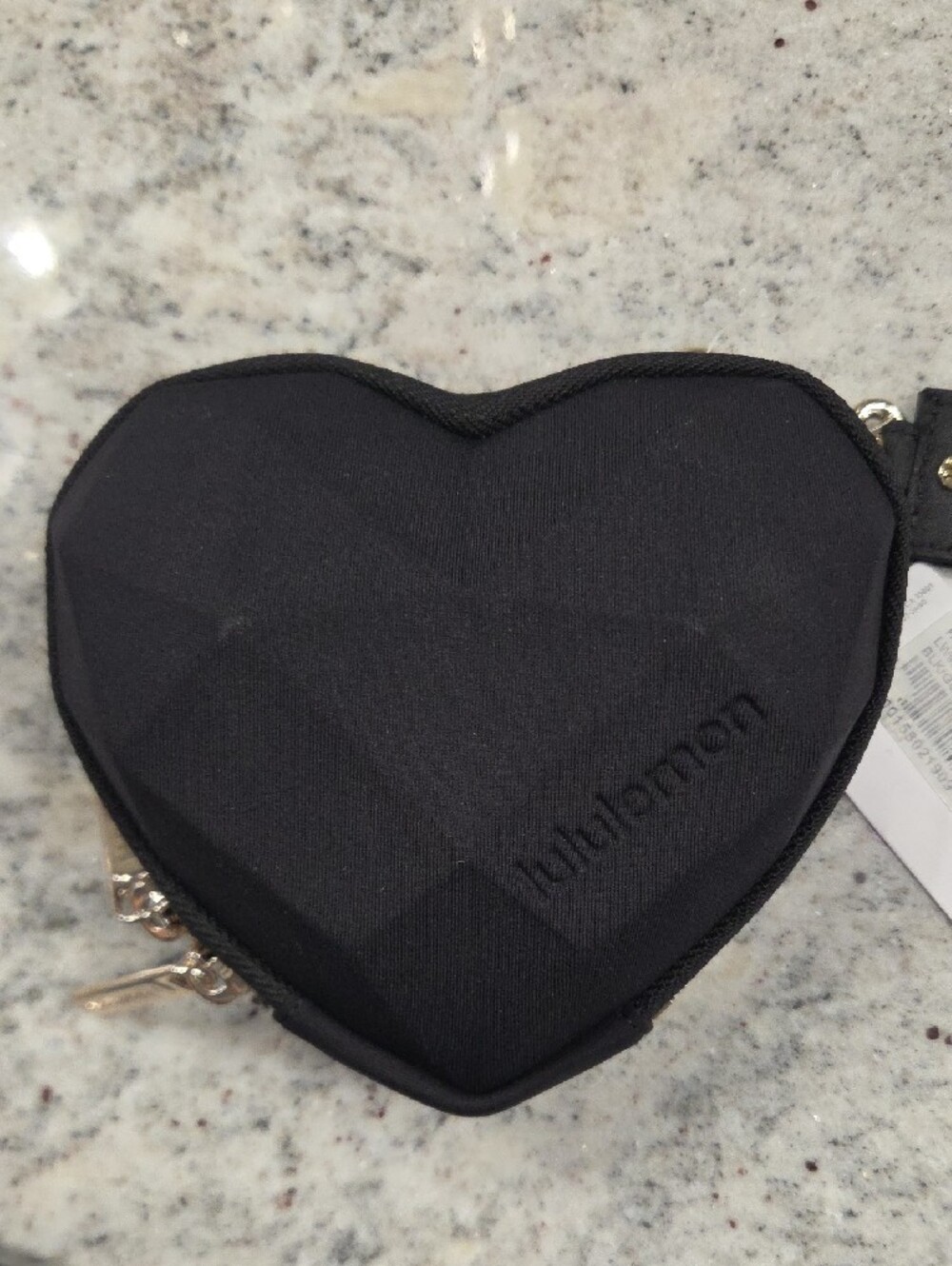 NWT lululemon athletica Black Heart Wristlet Key & Card Pouch with Branded Strap - Picture 2 of 4
